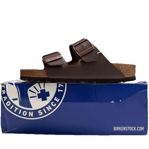 Birkenstock Arizona 38 7 Dark Brown Birko-Flor Normal Regular Width Sandal NIB